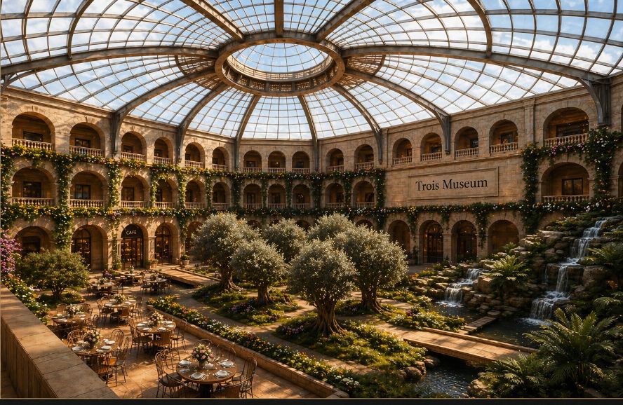 Trois Museum interior — the collection awaits its permanent home